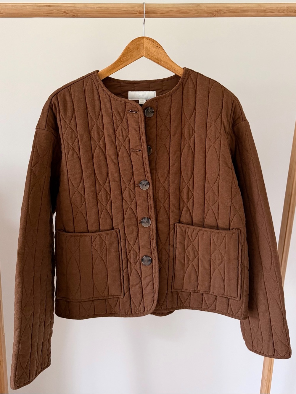 NWT Zara Quilted Bomber Jacket in Rustic Brown - M